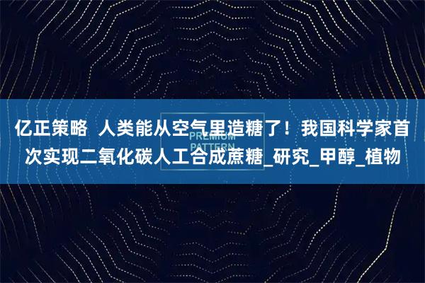 亿正策略  人类能从空气里造糖了！我国科学家首次实现二氧化碳人工合成蔗糖_研究_甲醇_植物