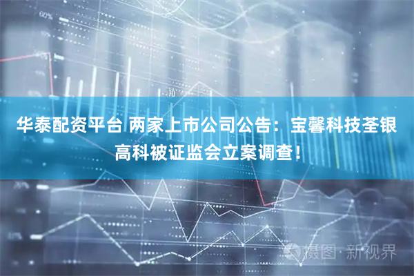 华泰配资平台 两家上市公司公告：宝馨科技荃银高科被证监会立案调查！