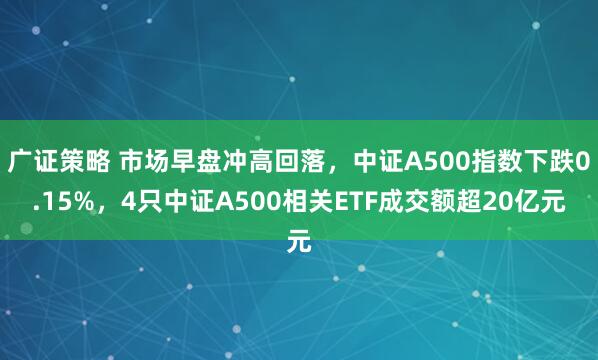 广证策略 市场早盘冲高回落，中证A500指数下跌0.15%，4只中证A500相关ETF成交额超20亿元