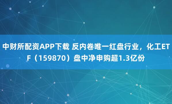 中财所配资APP下载 反内卷唯一红盘行业,化工ETF(159870)盘中净申购超1.3亿份